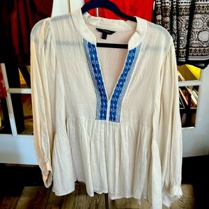 BR bell sleeve empire waist top with embroidery